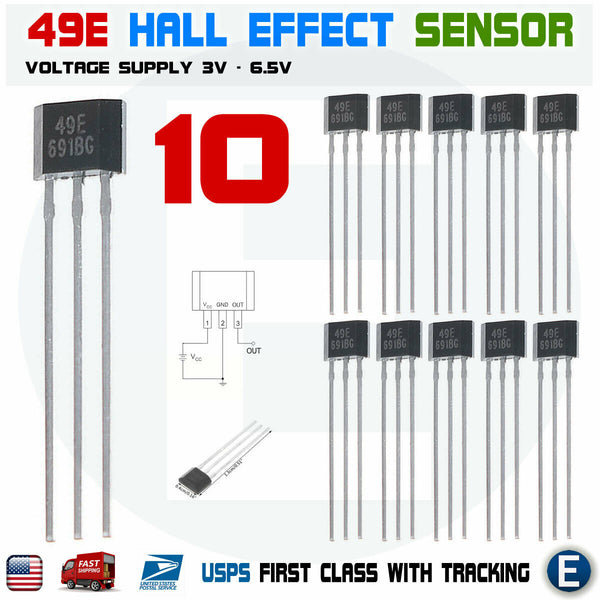 Sensore Hall Effect 49E - Conf. Da 40 Pz, 3 Pin, TO-92S | Per Motori Elettrici, Bici, Scooter, Rilevazione Magnetica