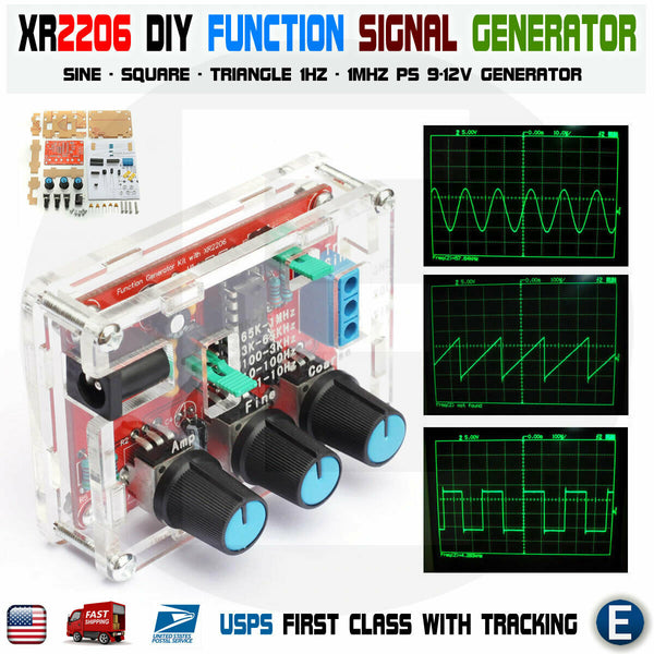 9  bis 12 V Versorgung XR2206 Hochpräzises Signalgenerator DIY Kit – für 1  Hz 1 MHz Wellenformausgabe, inklusive Sinus Dreieck  und Rechteckwellenmodi, 5 stellige Auflösung mit