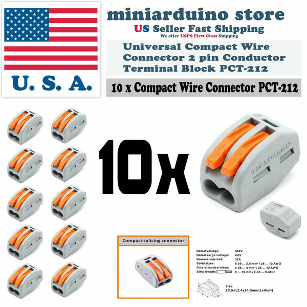 Additron Spring Lever Terminal Blocks – 2/3/5 Ports – Push-in Wire Connectors – 32A 250V – Gray/Orange