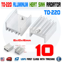 10pcs Aluminum Heatsink for Transistor or Voltage Regulator TO-220 16x15x10mm US