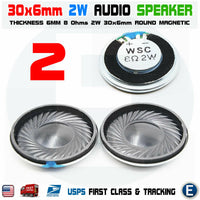 2pcs Speaker 30mm 6 Dia 8 Ohm 2W Mini Micro Audio Magnetic for Arduino
