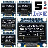 5pcs 0.96″ SPI Serial 128X64 OLED LCD LED Display Module WHITE SSD1306 Arduino - eElectronicParts