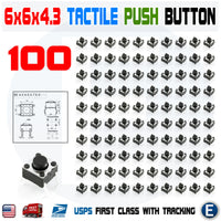100Pcs 6x6x4.3mm PCB Momentary Tactile Tact Push Button Switch 4 Pin DIP Micro Mini - eElectronicParts