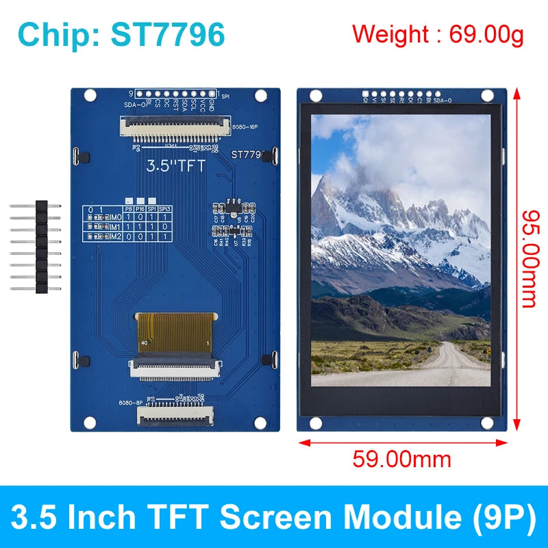 Display Serial Interface Modules 3.5 Inch 320x480 SPI TFT Display Serial Port Module 3-5V PCB ST7796S L ...