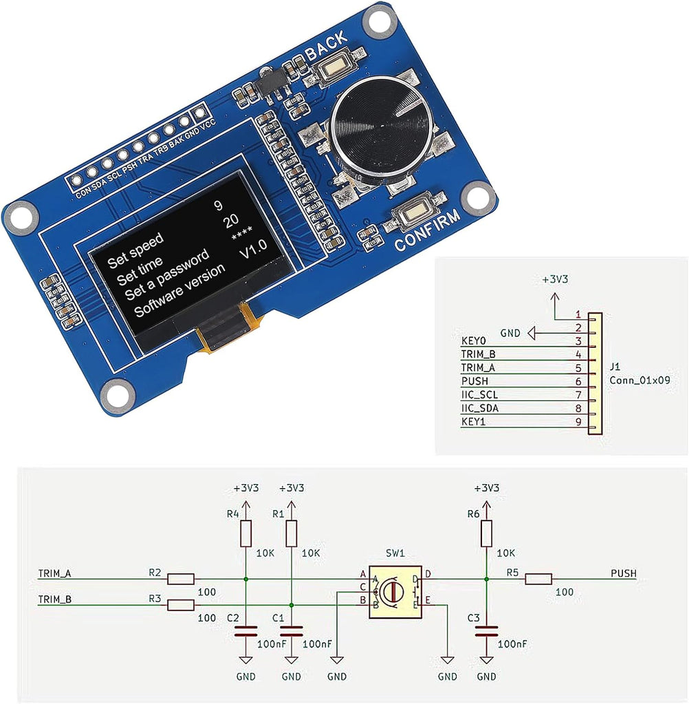 Omega Encoder Display 1.3 inch White OLED Display Screen Combined with EC11 Rotary Encoder M ...