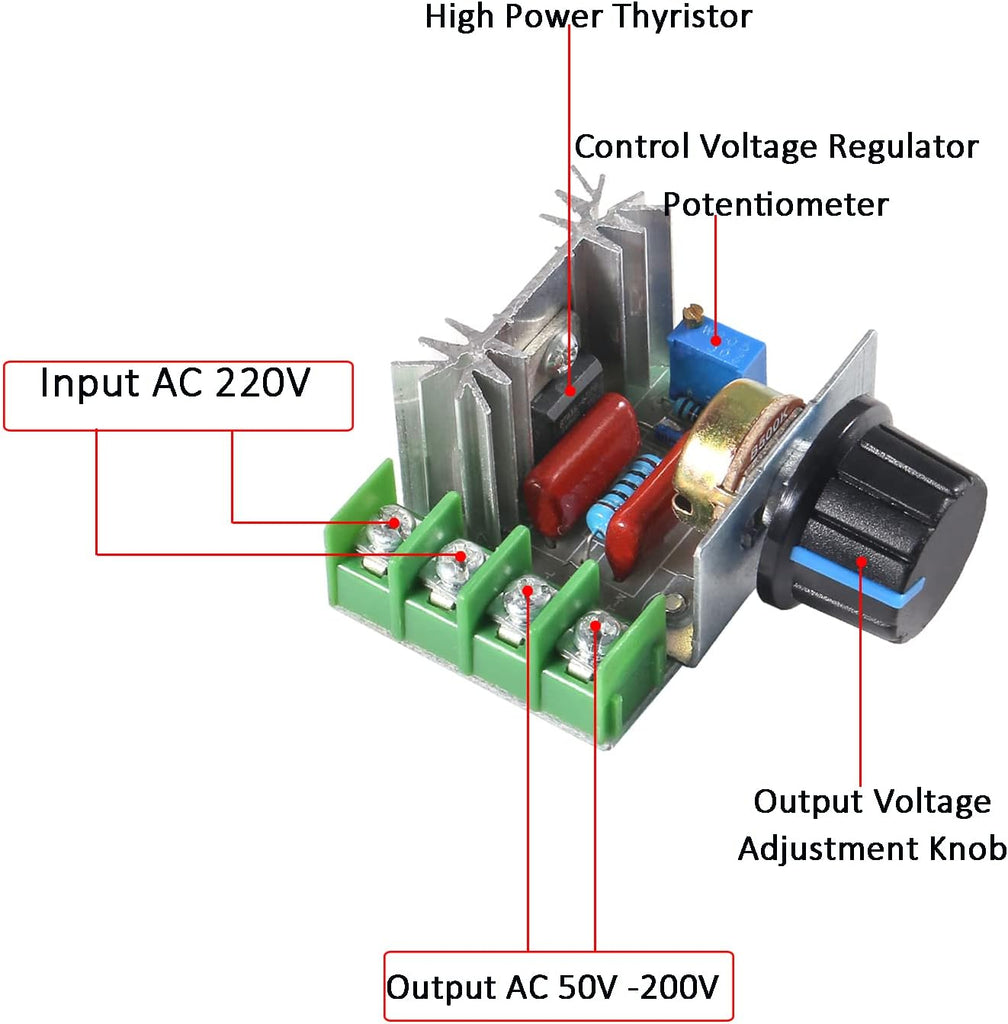 2000W 25A PWM Motor Speed Control Module AC 50-220V Adjustable Voltage ...