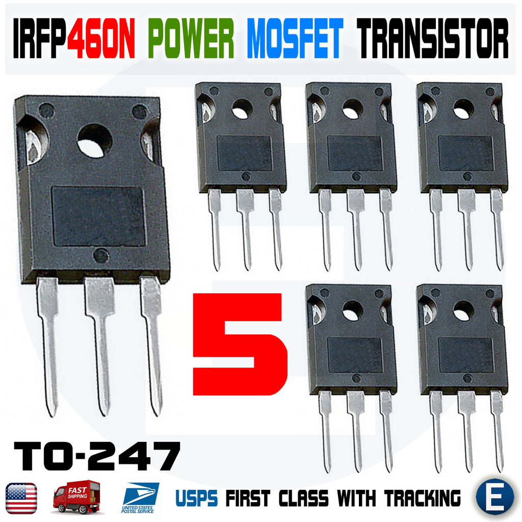 5 Piezas IRFP460 Transistor MOSFET De Potencia 20A 500V IRFP460N IRFP460NPB Transistores MOSFETS 20 Amperio 500 Voltio TO-247 3 Pines