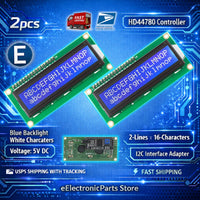 2pcs LCD 1602 BLUE 16x2 HD44780 +IIC I2C Serial Interface Adapter Module Display - eElectronicParts