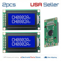 2pcs 0802A LCD display screen module 80 x 20 pixels white char. blue background - eElectronicParts