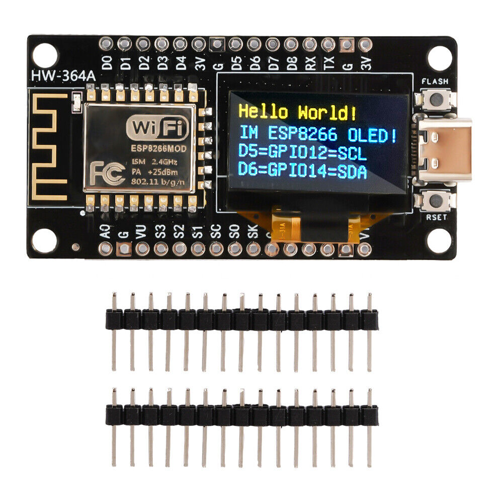 NodeMCU ESP8266 0.96 inch OLED Type-C geliştirme kartı genel görünüm