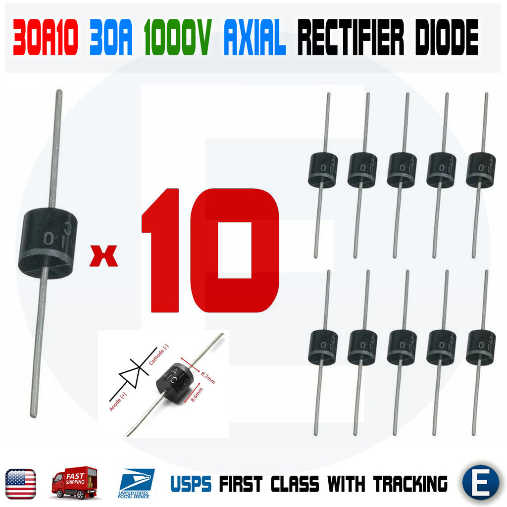 Panel Rrectifier 10PCS 30A10 1000V 30A 1KV Axial Rectifier Diode 30 AMP solar panel USA ...