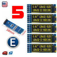 5pcs 0.91'' 128x32 IIC I2C Yellow OLED Display Module DC3.3V 5V 128*32 Arduino - eElectronicParts