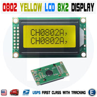 2pcs 0802A LCD display screen 8 x 2 lines black char. yellow back module 80x20 - eElectronicParts