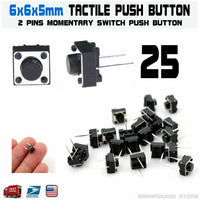 25Pcs 6x6x5mm 2 Pin PCB Momentary Tactile Tact Push Button Switch DIP Micro - eElectronicParts