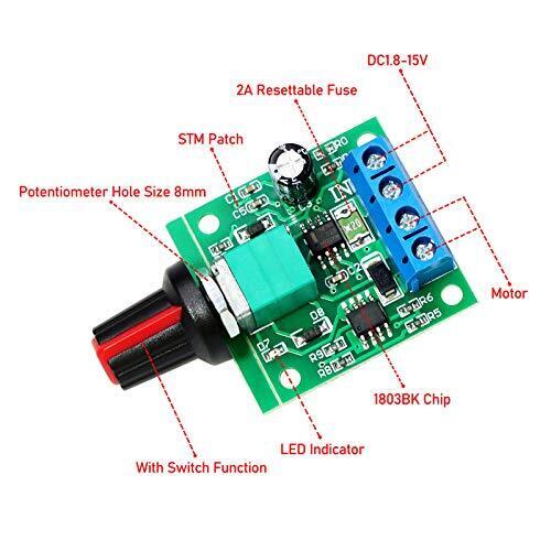 DC 1.8~15V 30W Motor Speed Controller PWM 1803BK Adjustable 1.8V 3V 5V ...