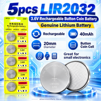 5pcs LIR2032 2032 Bulk 3.6V Rechargeable Button Coin LIR Genuine Lithium Battery