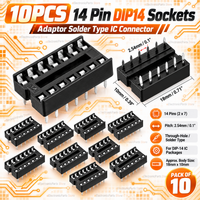 10PCS 14 Pin DIP14 Sockets Adaptor Solder Type IC Connector - eElectronicParts