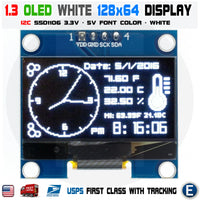 1.3" I2C IIC 128X64 LED OLED LCD  Display Module Arduino White Color SSD1106 US