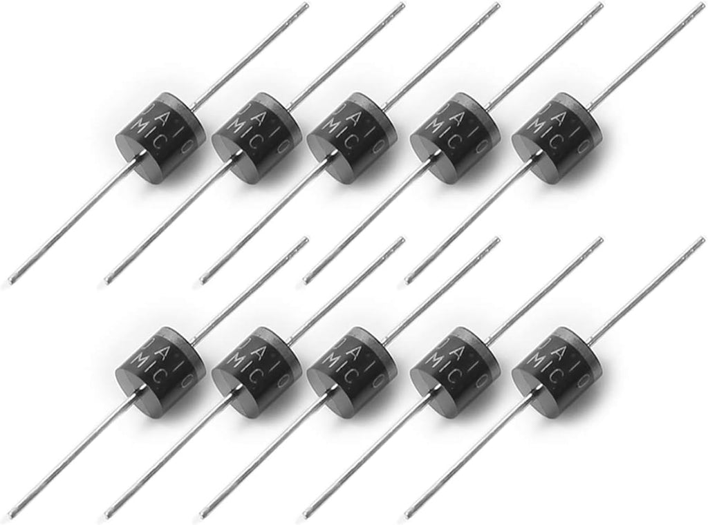 LiebeWH 50pcs Diode de Redresseur Diode Kit de Diode 12v 10A 1000V Diodes Redressement sans Plomb Haute Tension Ensemble de Diodes Axiales à Usage Général LiebeWH 50pcs Diode de Redresseur Diode Kit de Diode 12v 10A 1000V Diodes Redressement sans Plomb Haute Tension Ensemble de Diodes Axiales à Usage Général