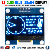1.3" I2C IIC 128X64 OLED Display Module Arduino Blue Color SSD1106 US