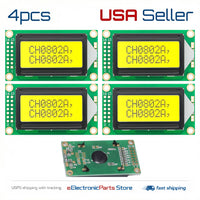 4pcs 0802A LCD display screen 8 x 2 lines black char. yellow back module 80x20 - eElectronicParts