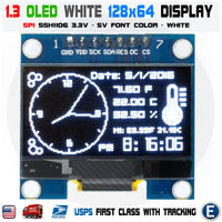 5pcs 1.3" SPI 128X64 LED OLED LCD Display Module Arduino White Color SSH1106 US - eElectronicParts