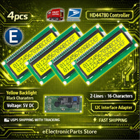 4pcs LCD 1602 Yellow 16x2 HD44780 with IIC I2C Interface Adapter Module Display - eElectronicParts