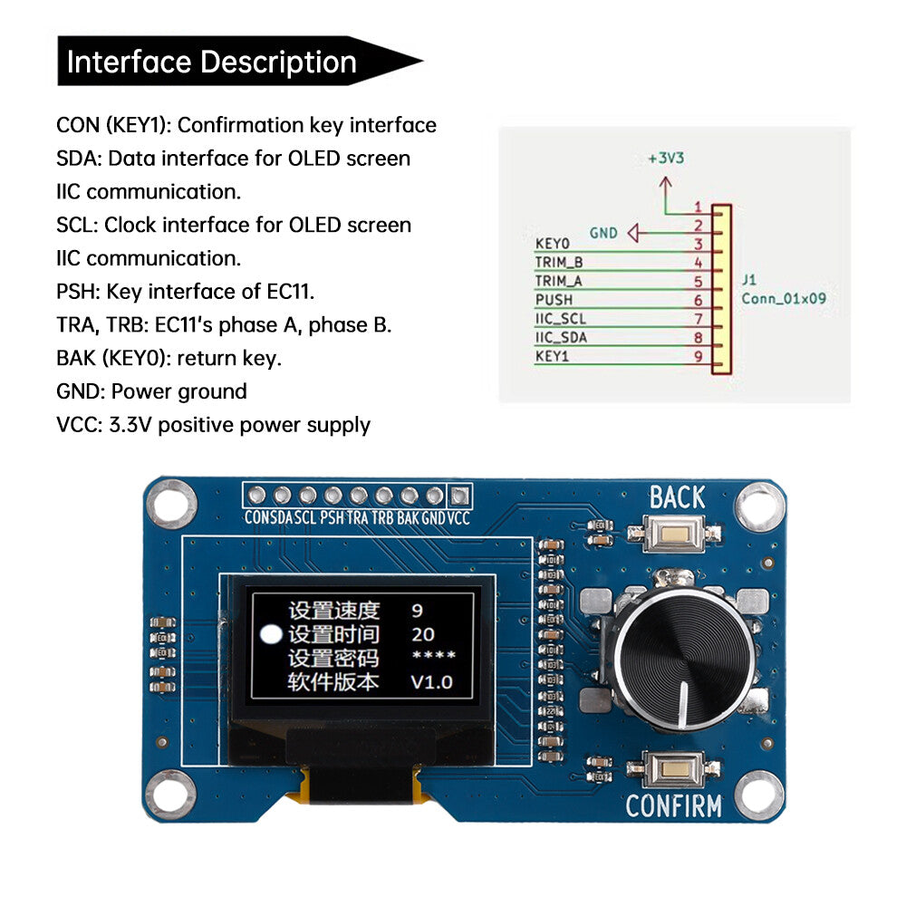 Ec110 Display 1.3 inch White OLED Display Screen Combined with EC11 Rotary Encoder M ...