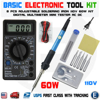 Digital Multimeter Soldering Iron Voltmeter Complete Basic AC DC Tester Kit