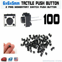 100Pcs 6x6x5mm 2 Pin PCB Momentary Tactile Tact Push Button Switch DIP Micro - eElectronicParts