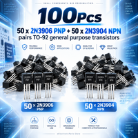 100Pcs 50 x 2N3906 PNP + 50 x 2N3904 NPN pairs TO-92 general purpose transistors - eElectronicParts