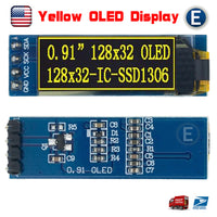 5pcs 0.91'' 128x32 IIC I2C Yellow OLED Display Module DC3.3V 5V 128*32 Arduino - eElectronicParts
