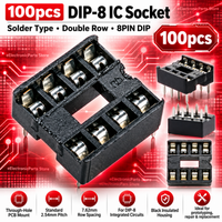 100pcs Dip-8 IC Socket Solder Type Double Row 8PIN DIP Integrated Circuit