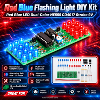 Police Flashing Light DIY Kit Red Blue LED Dual-Color NE555 CD4017 Strobe 9V-12V