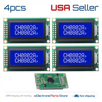 4pcs 0802A LCD display screen module 80 x 20 pixels white char. blue background - eElectronicParts
