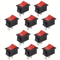 10pcs KCD1-101 2 Pin Boat Car Red Rocker Switch ON-OFF 6A/250VAC 10A/125VAC