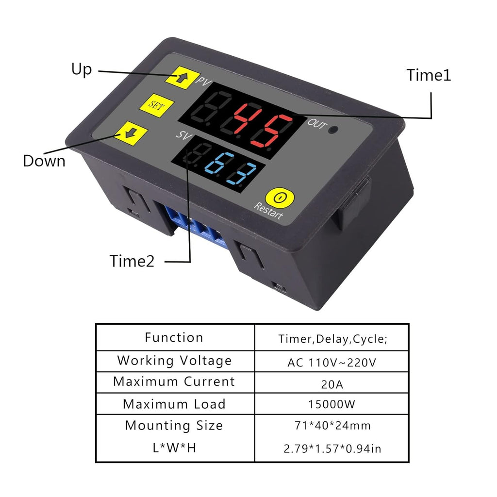 AC110V-220V DC12V Digital LED Dual Display Cycle Timing Delay Timer Re ...