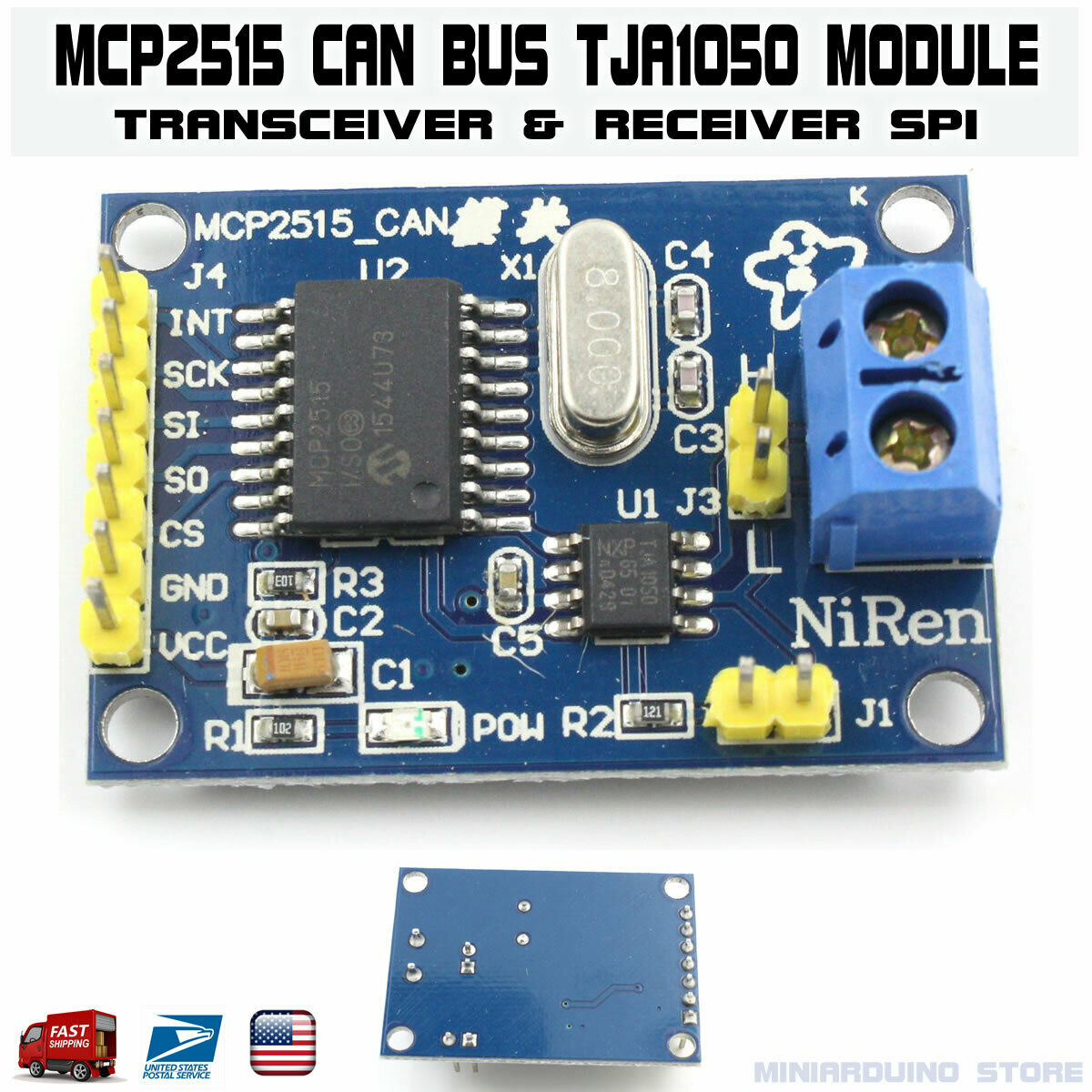 Per Arduino MCP2515 CAN Modulo Bus TJA1050 Ricevitore Modulo SPI NUOVO - Foto 9