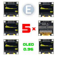 5pcs 0.96" yellow color I2C IIC 128X64 LED OLED LCD Display module for Arduino - eElectronicParts