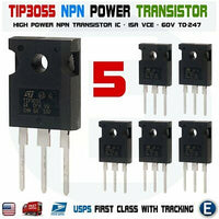 5PCS TIP3055 Power Transistor NPN 60V 15A TO-247 Bipolar Audio - eElectronicParts