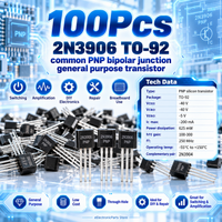 100Pcs 2N3906 TO-92  common PNP bipolar junction general purpose transistor USA - eElectronicParts