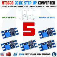 5pcs MT3608 DC 2A Step Up Power Booster Module 2v-24v Boost Converter Arduino US