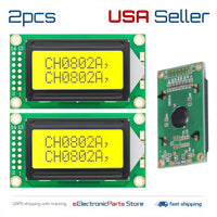 2pcs 0802A LCD display screen 8 x 2 lines black char. yellow back module 80x20 - eElectronicParts