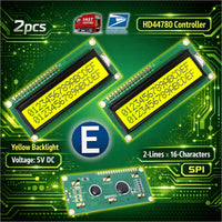 2pcs LCD 1602 Yellow 16x2 HD44780 Character Display Module for Arduino lcd1602 - eElectronicParts