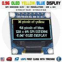 5pcs 0.96" SPI 128X64 LED OLED LCD Yellow Blue Color Display Arduino SSD1306 7P - eElectronicParts