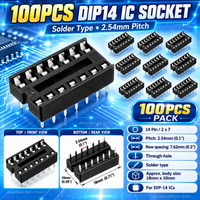 100PCS 14 Pin DIP14 Sockets Adaptor Solder Type IC Connector Pitch 2.54mm/ 0.1''