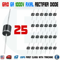 25PCS 6A10 1000V 6A 1KV Axial Rectifier Diode 6 AMP solar panel