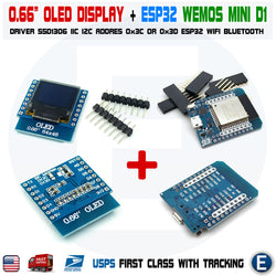 0.66 Inch OLED + Wemos Mini D1 ESP32 CP2104 ESP32S WIFI Bluetooth 64x48 Arduino - eElectronicParts