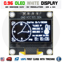 0.96" I2C IIC 128X64 OLED LCD LED White Color SSD1306 + Transparent Case Arduino - eElectronicParts