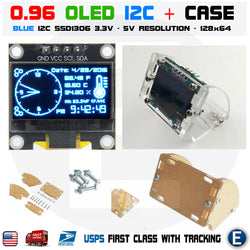 0.96" I2C IIC 128X64 OLED LCD LED Blue Color SSD1306 + Transparent Case Arduino - eElectronicParts